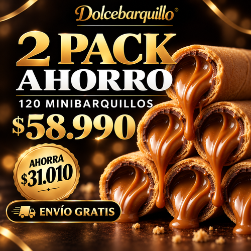 2 Pack de 60 minibarquillos rellenos con manjar