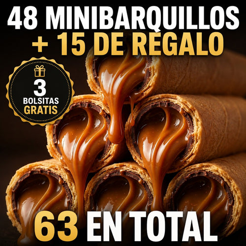 48 minibarquillos más 15 de regalo, 63 en total