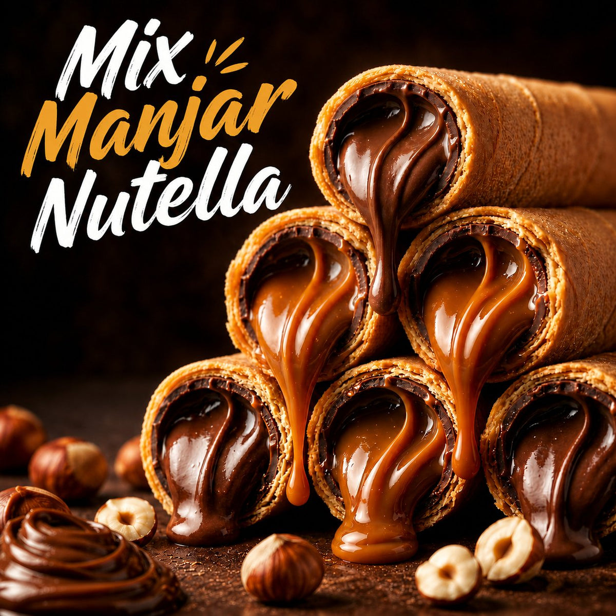 Minibarquillos de manjar y Nutella